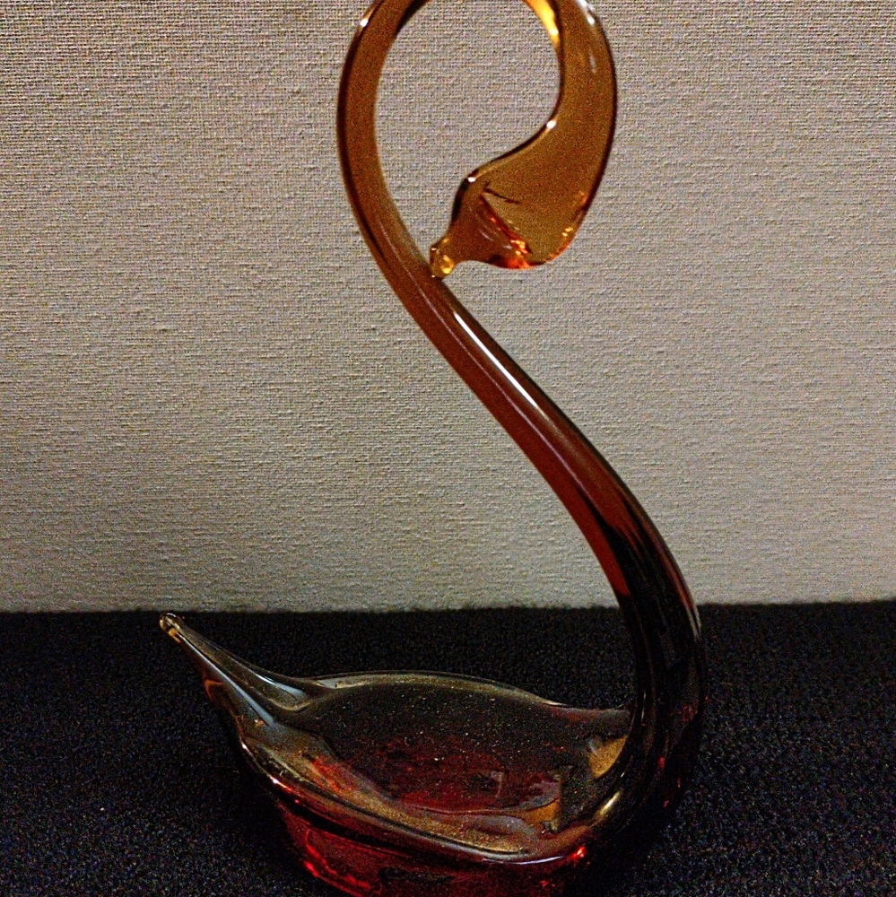 Art Noveau Glass Swan Sculpture